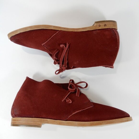 Beek Bunting Lace Up Chukka Flat Booties Size 7.5 Burgundy Red Suede NEW $375 - Picture 4 of 10